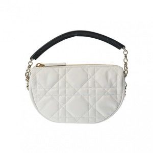 CHRISTIAN DIOR Vibe Hobo Bag White Black Leather Shoulder